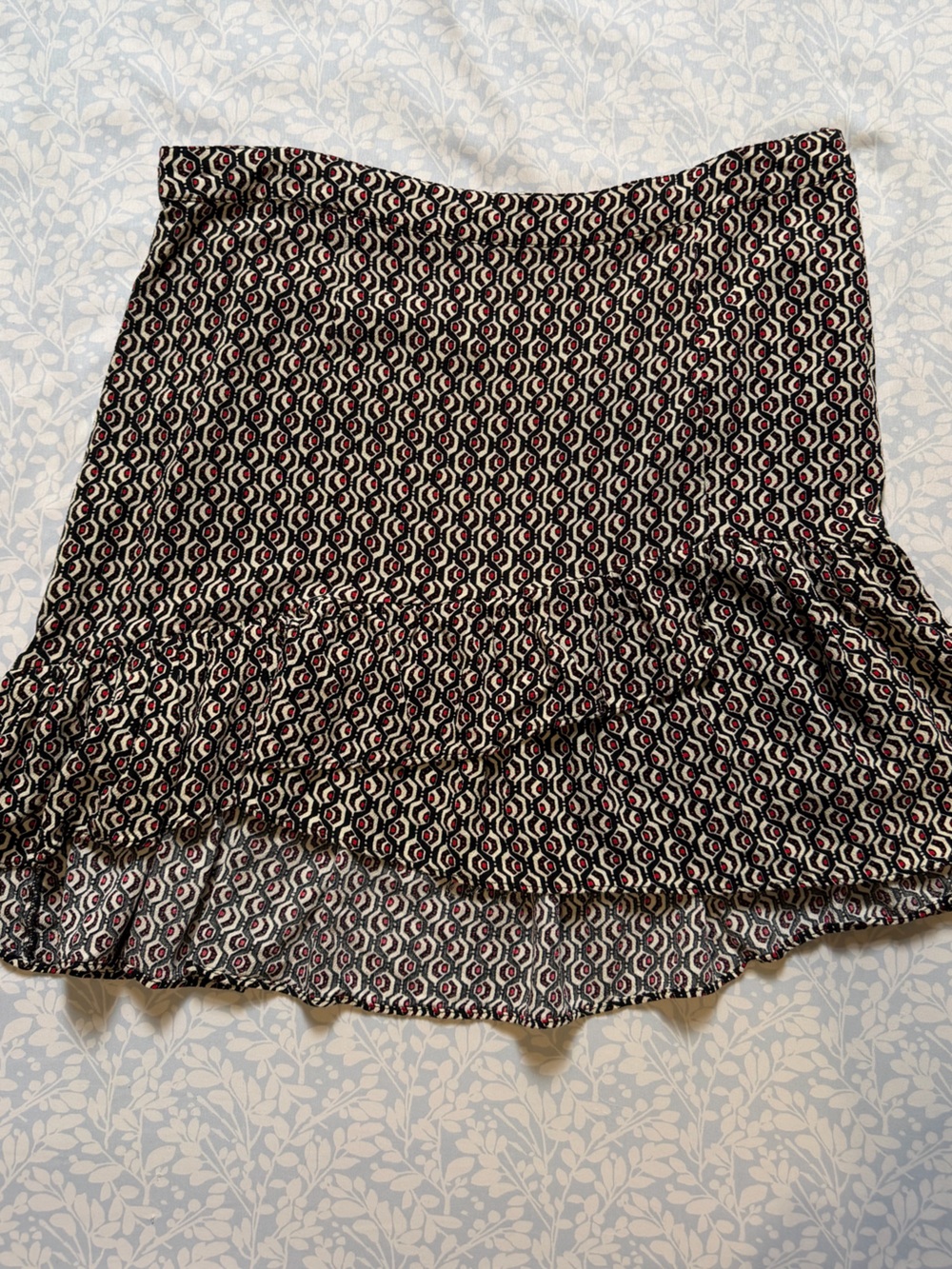Free People Black/Red Geo Print Mini Skirt